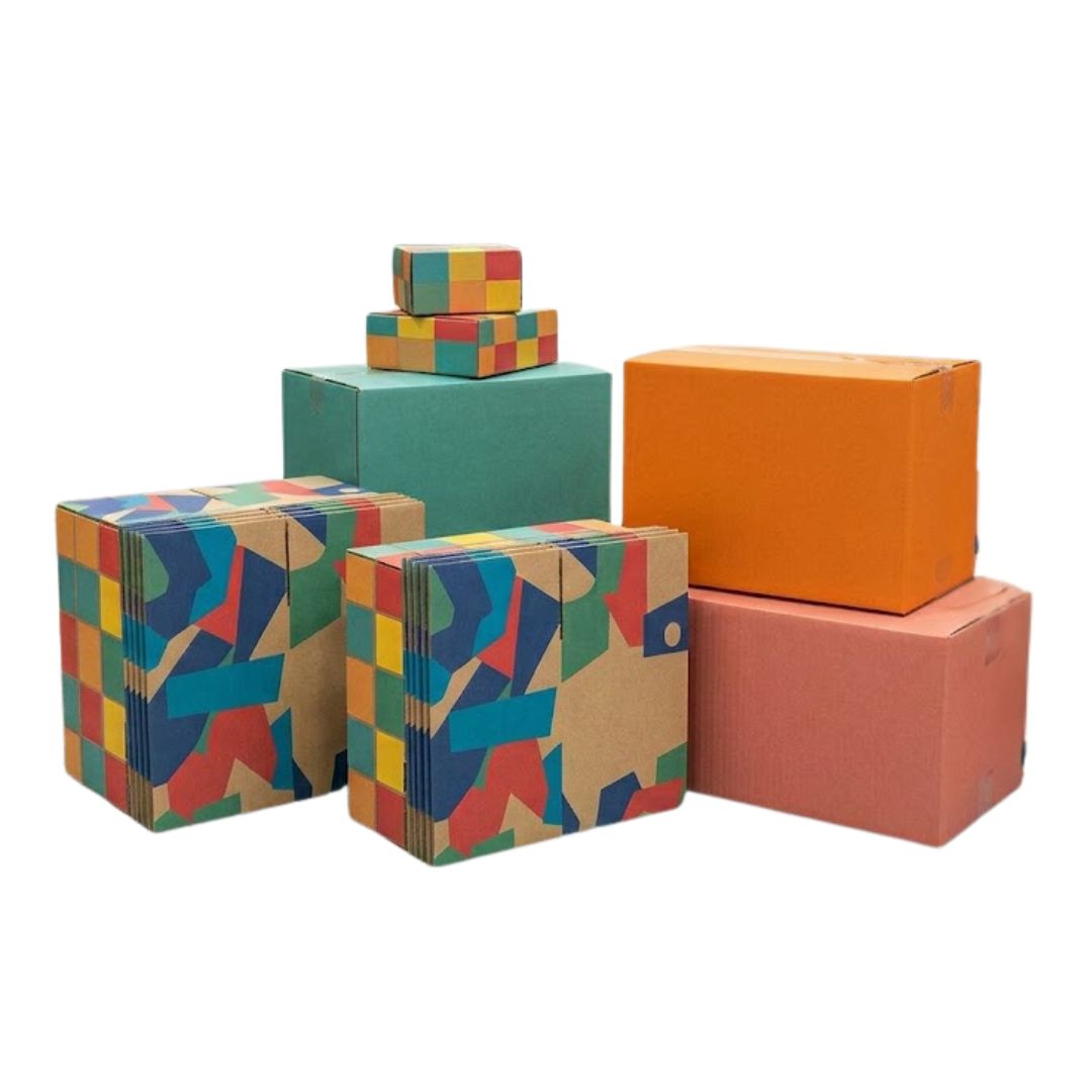Custom coloured corrugated boxes for gifting and retail display