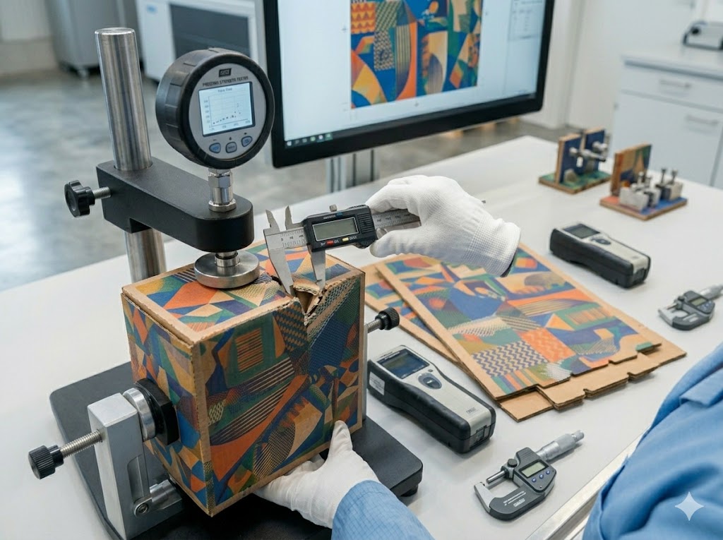 Lab testing equipment and measurement tools at WrapUp Packaging facility
