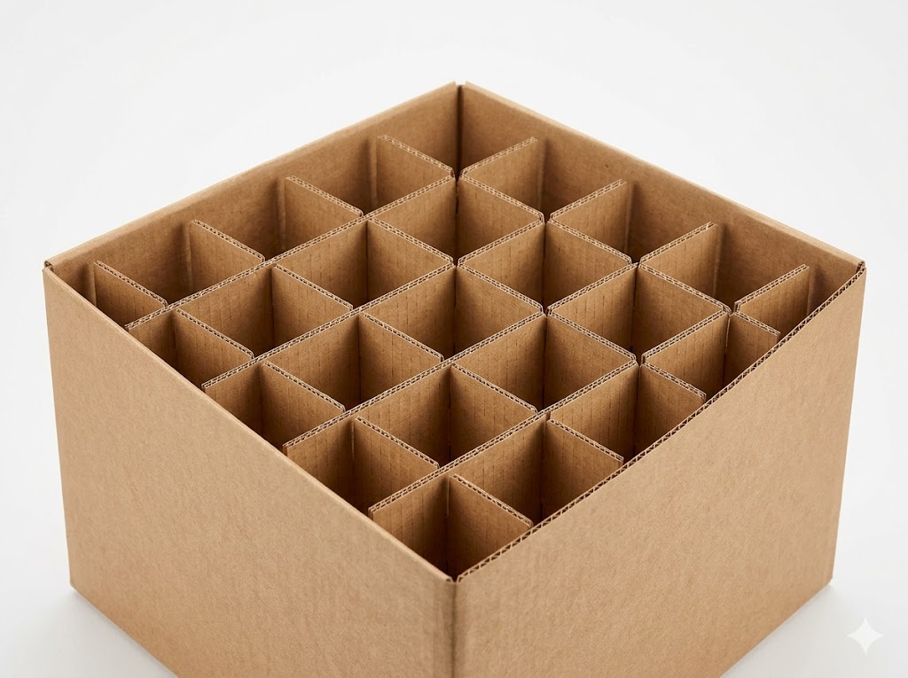 Corrugated partition divider inserts for box compartments