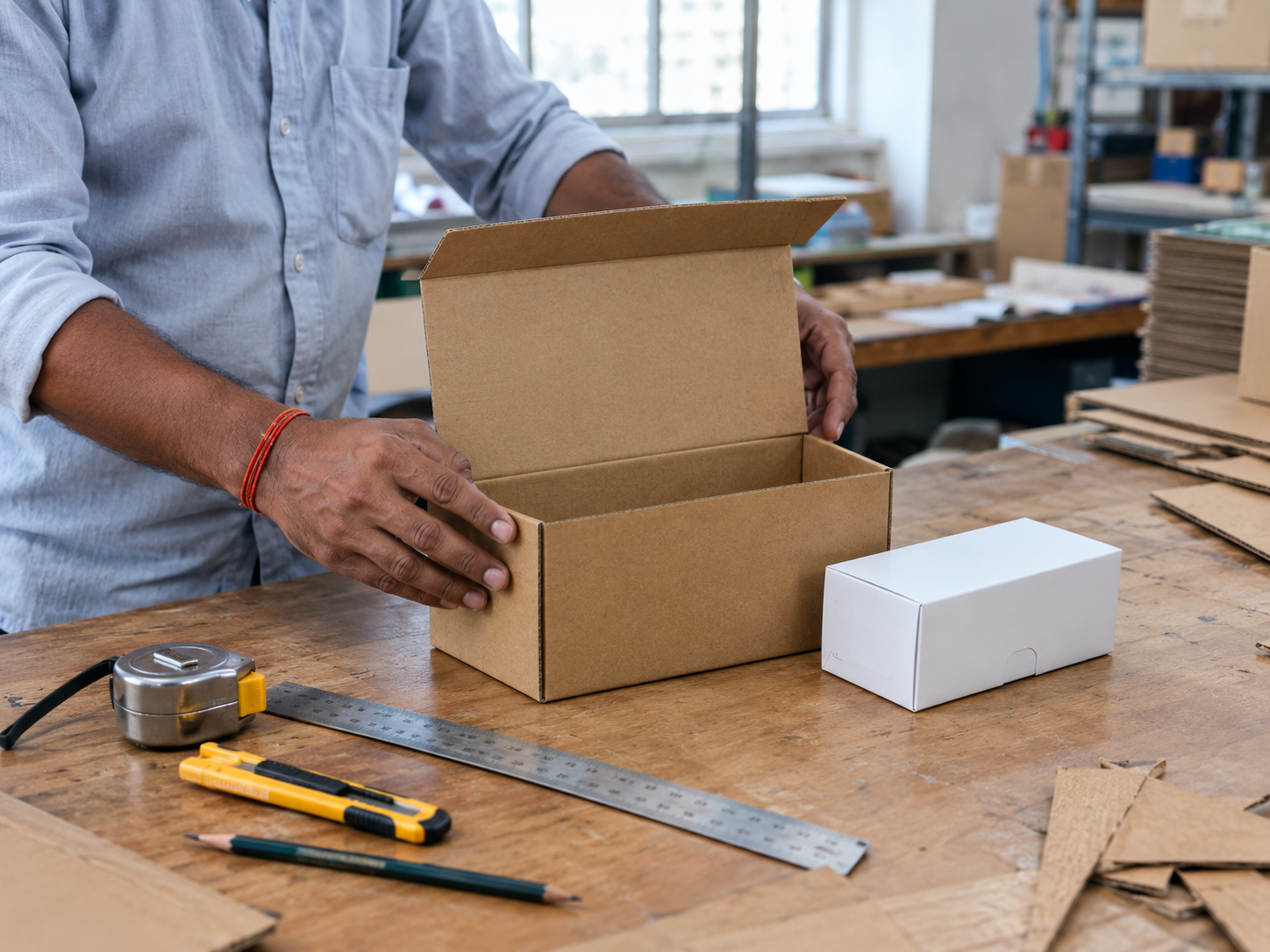 Packaging sample being designed and checked at WrapUp Packaging